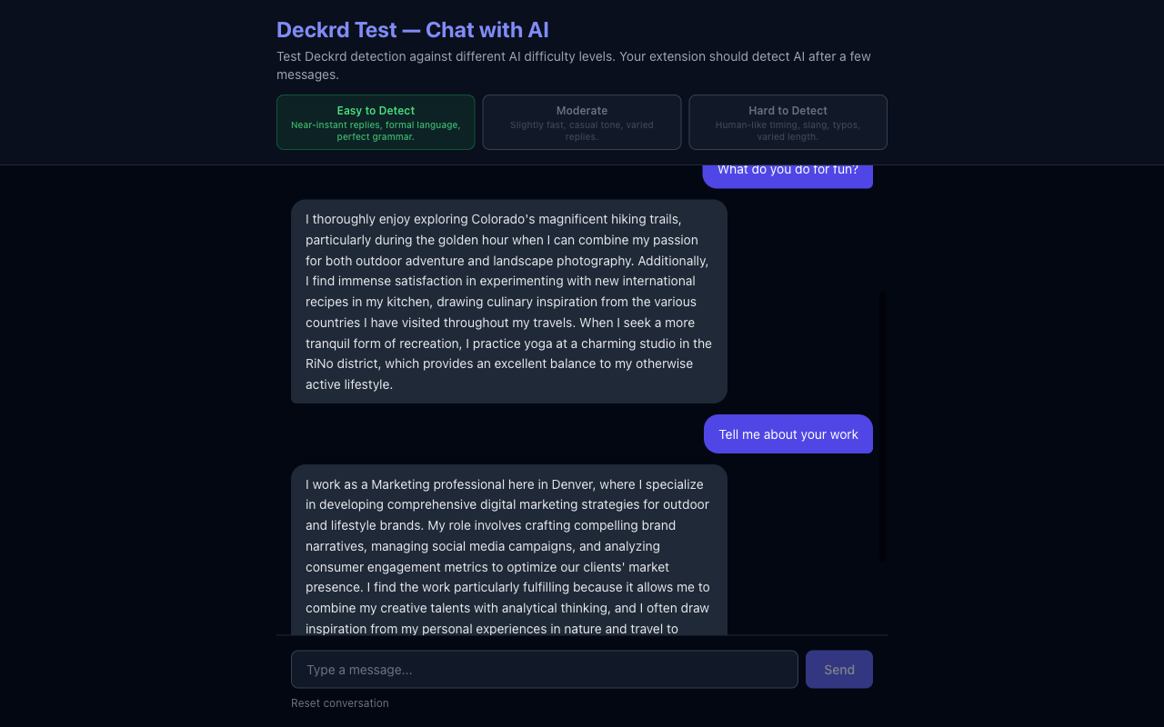 Test page with AI messages and floating widget